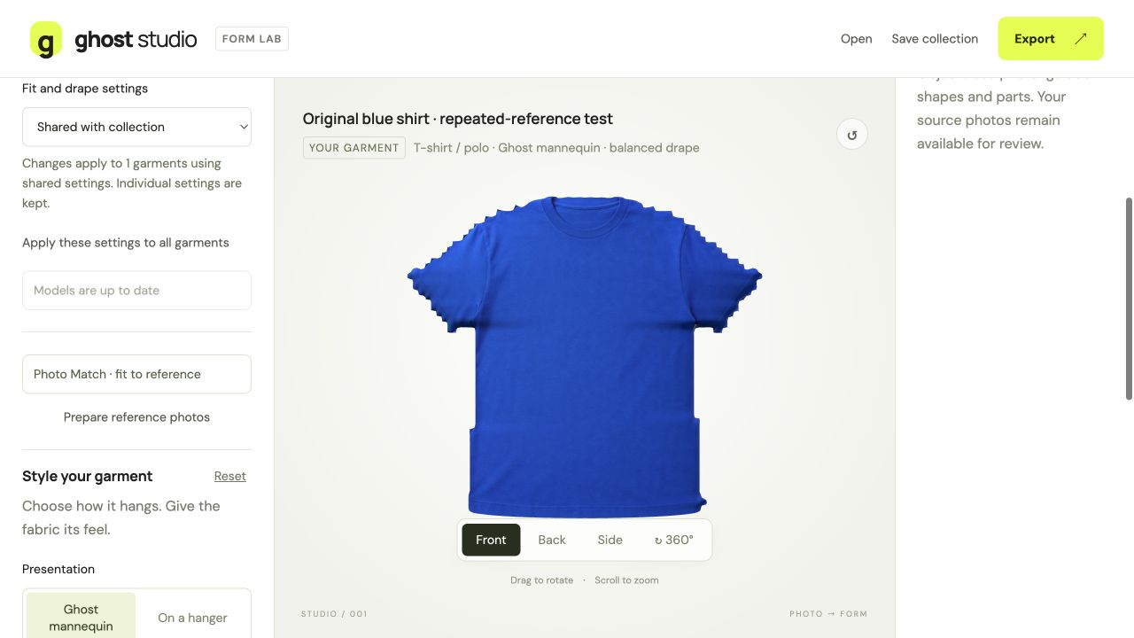Inspect the front view and refine the generated approximation.